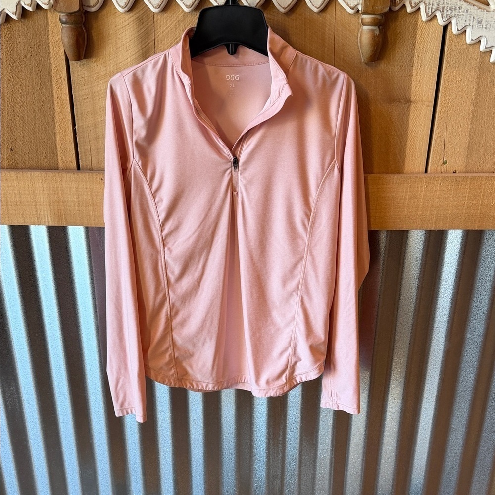 DSG girls Light Pink Long Sleeve quarter zip light weight